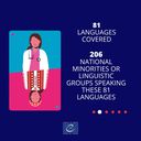 May be an image of one or more people and text that says '81 LANGUAGES COVERED 206 NATIONAL MINORITIES OR LINGUISTIC GROUPS SPEAKING THESE 81 LANGUAGES EUROPE - CONSE L'EUROP'